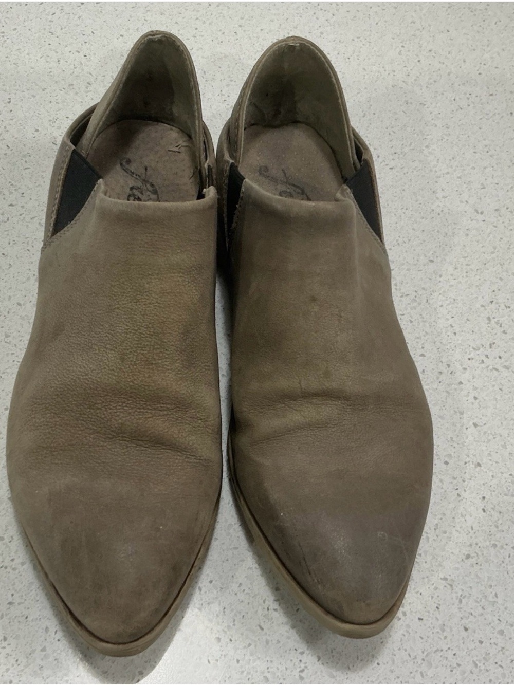 Free People Revolve Azalea Taupe Distressed slip on Chelsea Style Shoe Bootie 36